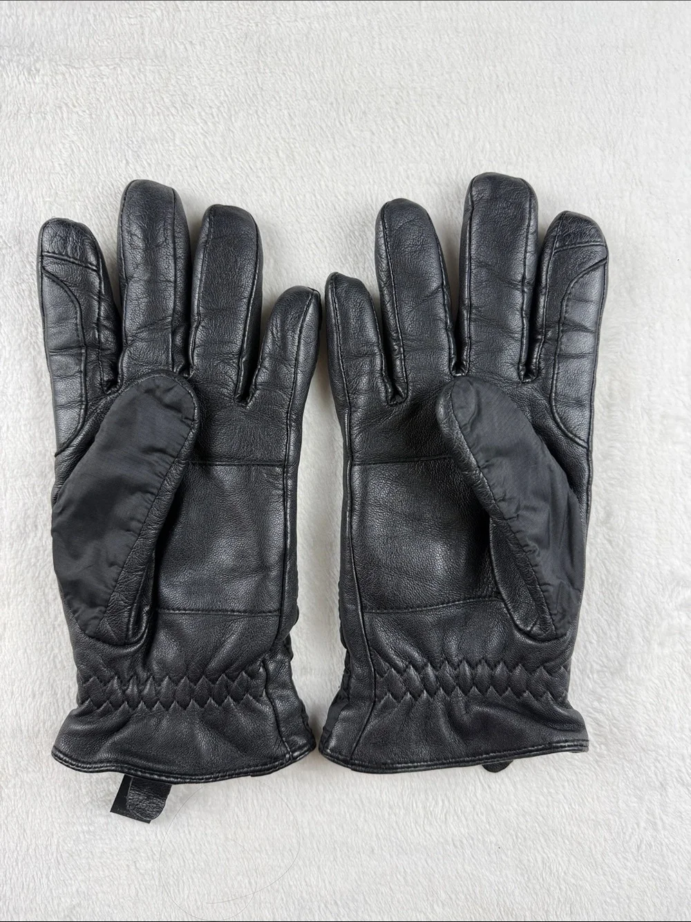 14th & Union Black Leather Fleece lined Insulated Gloves Size Small